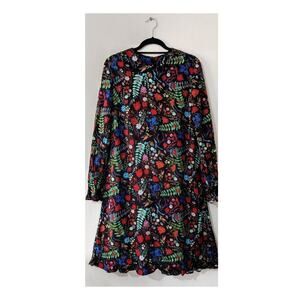 Y.A.S Multicolor‎ Floral Dress Long Sleeve Size Large A-Line Ruffle Hem